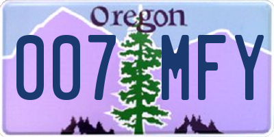 OR license plate 007MFY