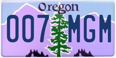OR license plate 007MGM