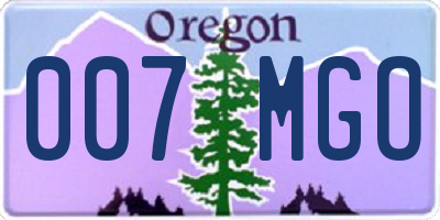 OR license plate 007MGO