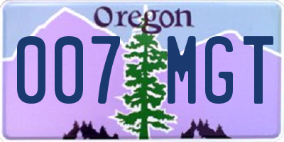 OR license plate 007MGT