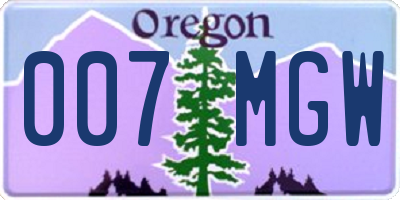 OR license plate 007MGW