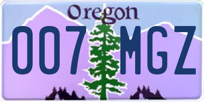OR license plate 007MGZ