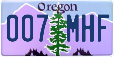 OR license plate 007MHF
