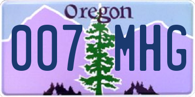 OR license plate 007MHG