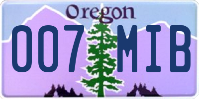 OR license plate 007MIB