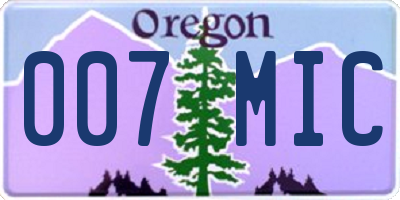 OR license plate 007MIC