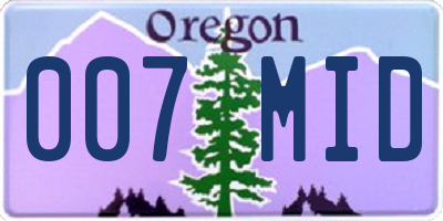 OR license plate 007MID