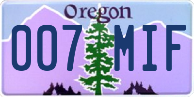 OR license plate 007MIF
