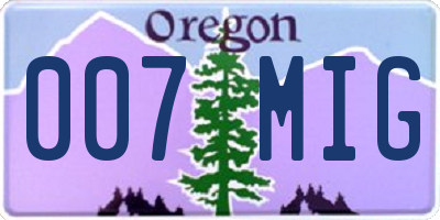 OR license plate 007MIG