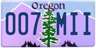 OR license plate 007MII