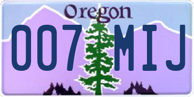 OR license plate 007MIJ