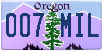 OR license plate 007MIL