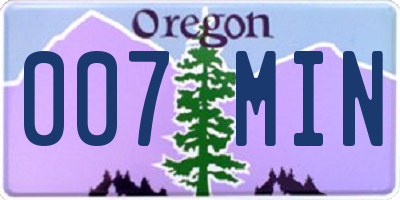 OR license plate 007MIN