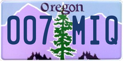 OR license plate 007MIQ