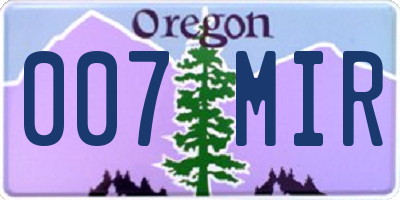 OR license plate 007MIR
