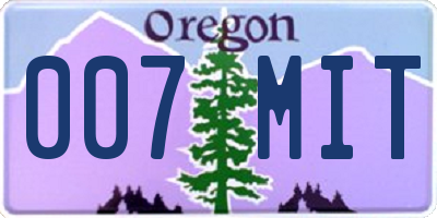 OR license plate 007MIT