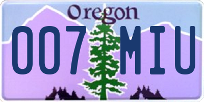 OR license plate 007MIU