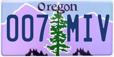 OR license plate 007MIV