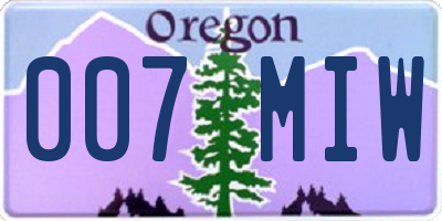 OR license plate 007MIW