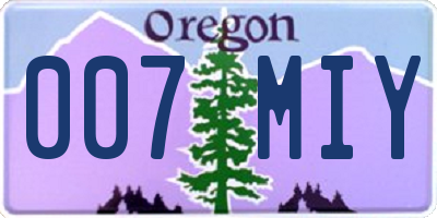 OR license plate 007MIY