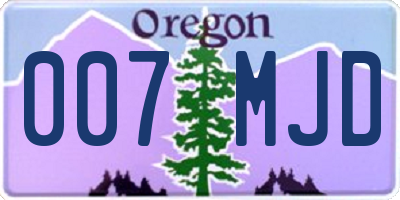 OR license plate 007MJD