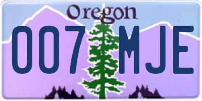 OR license plate 007MJE