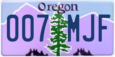 OR license plate 007MJF