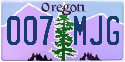 OR license plate 007MJG