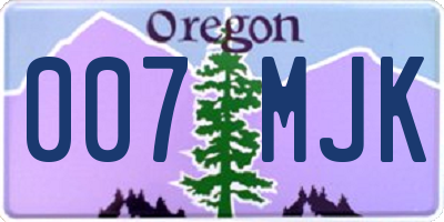 OR license plate 007MJK