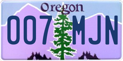 OR license plate 007MJN