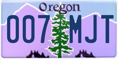 OR license plate 007MJT