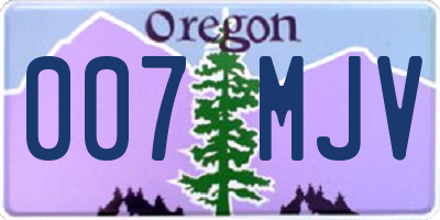 OR license plate 007MJV