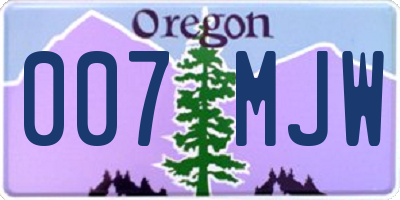OR license plate 007MJW