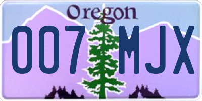 OR license plate 007MJX