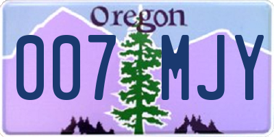 OR license plate 007MJY