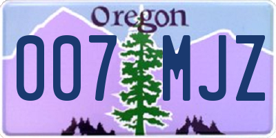 OR license plate 007MJZ