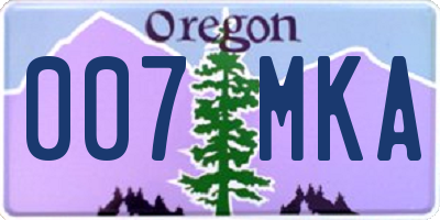 OR license plate 007MKA