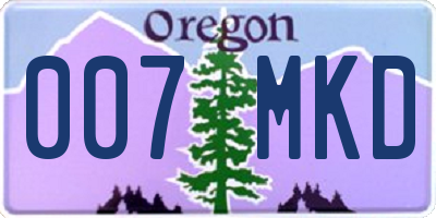OR license plate 007MKD