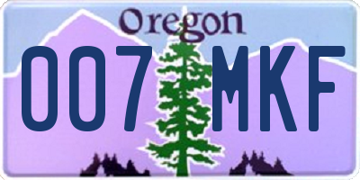 OR license plate 007MKF