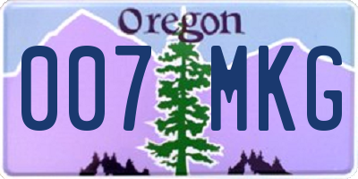 OR license plate 007MKG