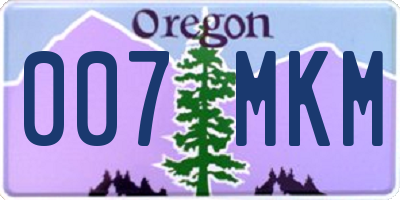 OR license plate 007MKM
