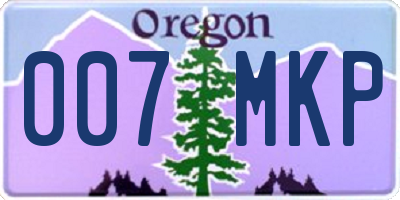 OR license plate 007MKP