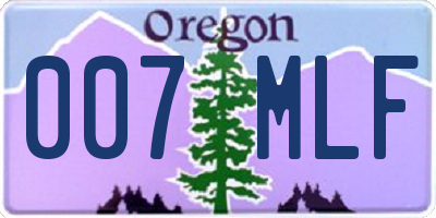 OR license plate 007MLF