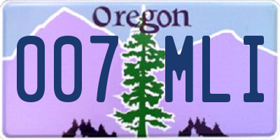 OR license plate 007MLI