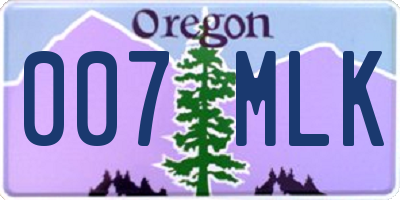 OR license plate 007MLK