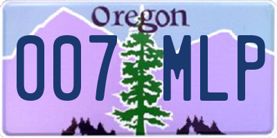 OR license plate 007MLP