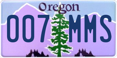 OR license plate 007MMS
