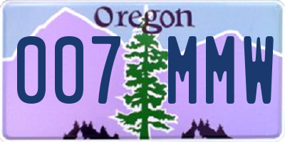 OR license plate 007MMW