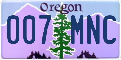 OR license plate 007MNC