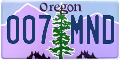 OR license plate 007MND